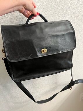 Vintage Coach Leather Briefcase / Messenger – Black Turnlock – Classic